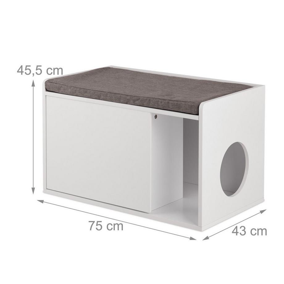 Northix  Meuble à litière pour chat avec banc 