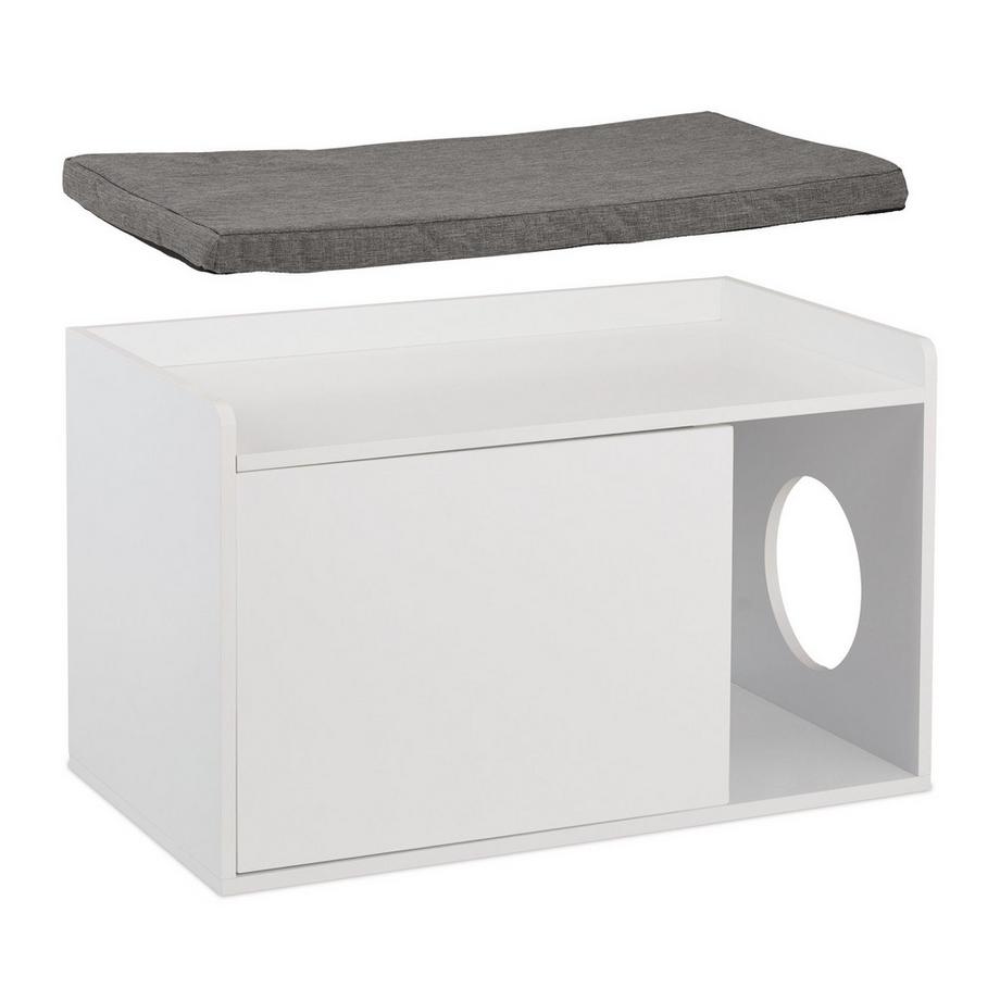 Northix  Meuble à litière pour chat avec banc 