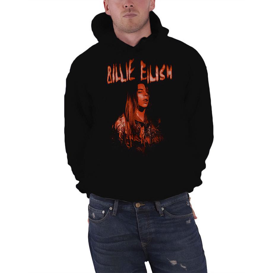 Billie Eilish Felpa con Cappuccio Stampa Grafica  