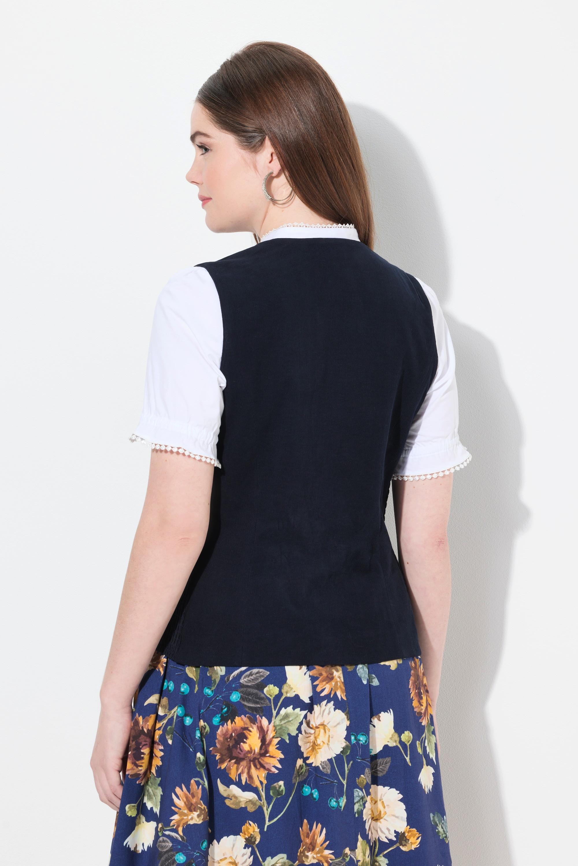 Ulla Popken Corsetto Trachten Cord Smock Slim senza Maniche  