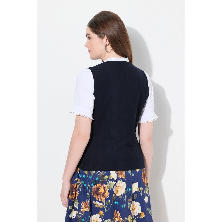 Ulla Popken Corsetto Trachten Cord Smock Slim senza Maniche  