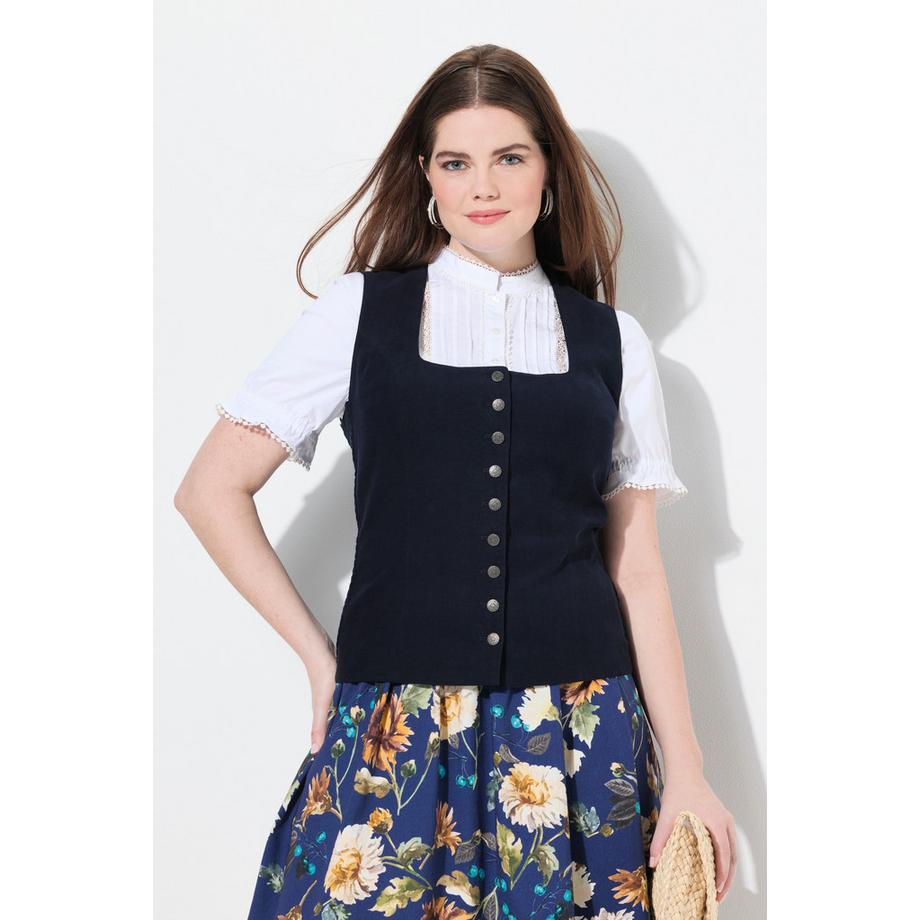 Ulla Popken Corsetto Trachten Cord Smock Slim senza Maniche  