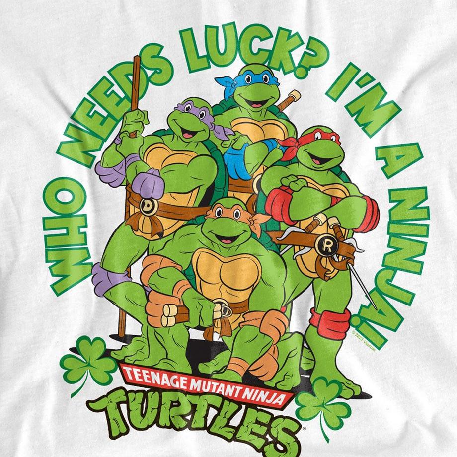 TEENAGE MUTANT NINJA TURTLE  Who Needs Luck T-Shirt, St Patrickstag 