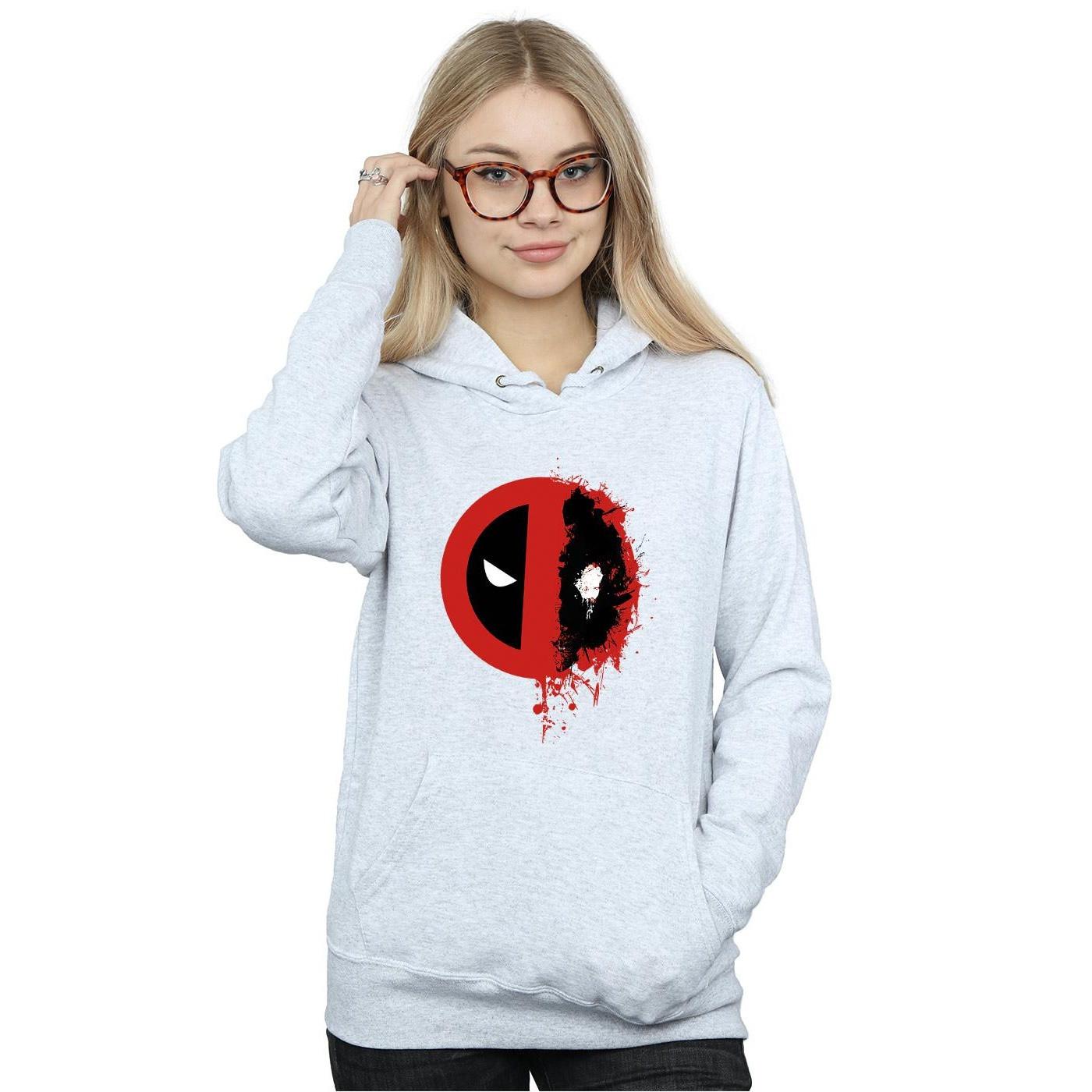 MARVEL Deadpool Splatter Logo Felpa con Cappuccio  