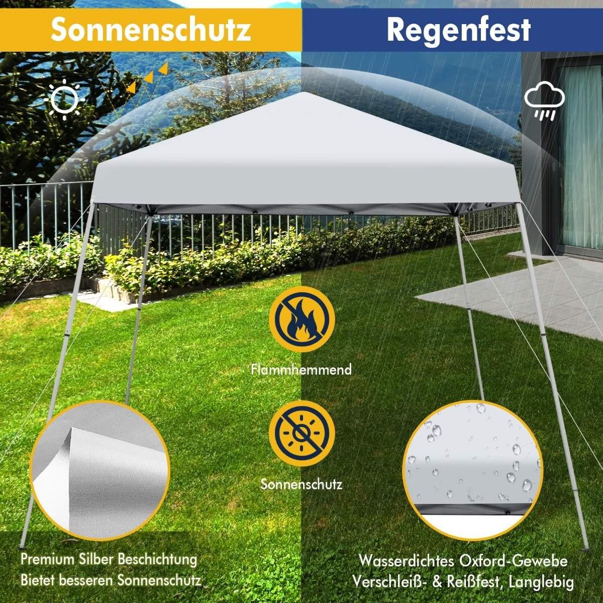 Northix Tonnelle pliante 3 m x 3 m grand auvent pliable blanc avec sac de transport avec réglage en hauteur sur 3 niveaux  
