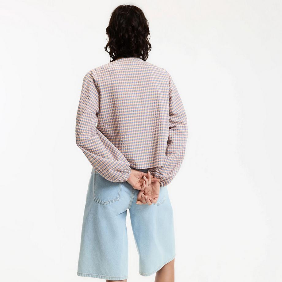 La Redoute Collections Camicetta a Quadri Scollo a V con Lacci  