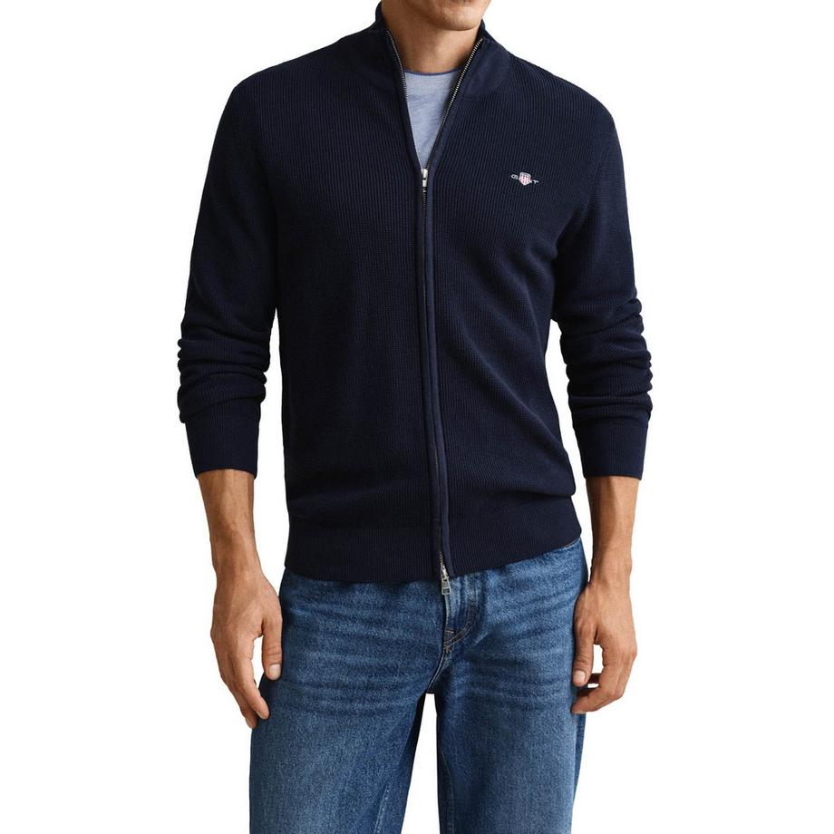 GANT Cardigan Zippé en Coton Micro Texturé  