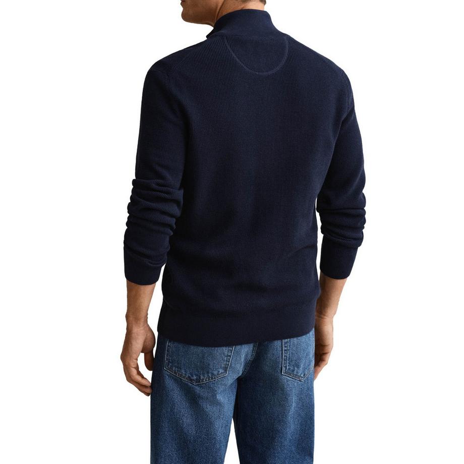 GANT Cardigan Zippé en Coton Micro Texturé  