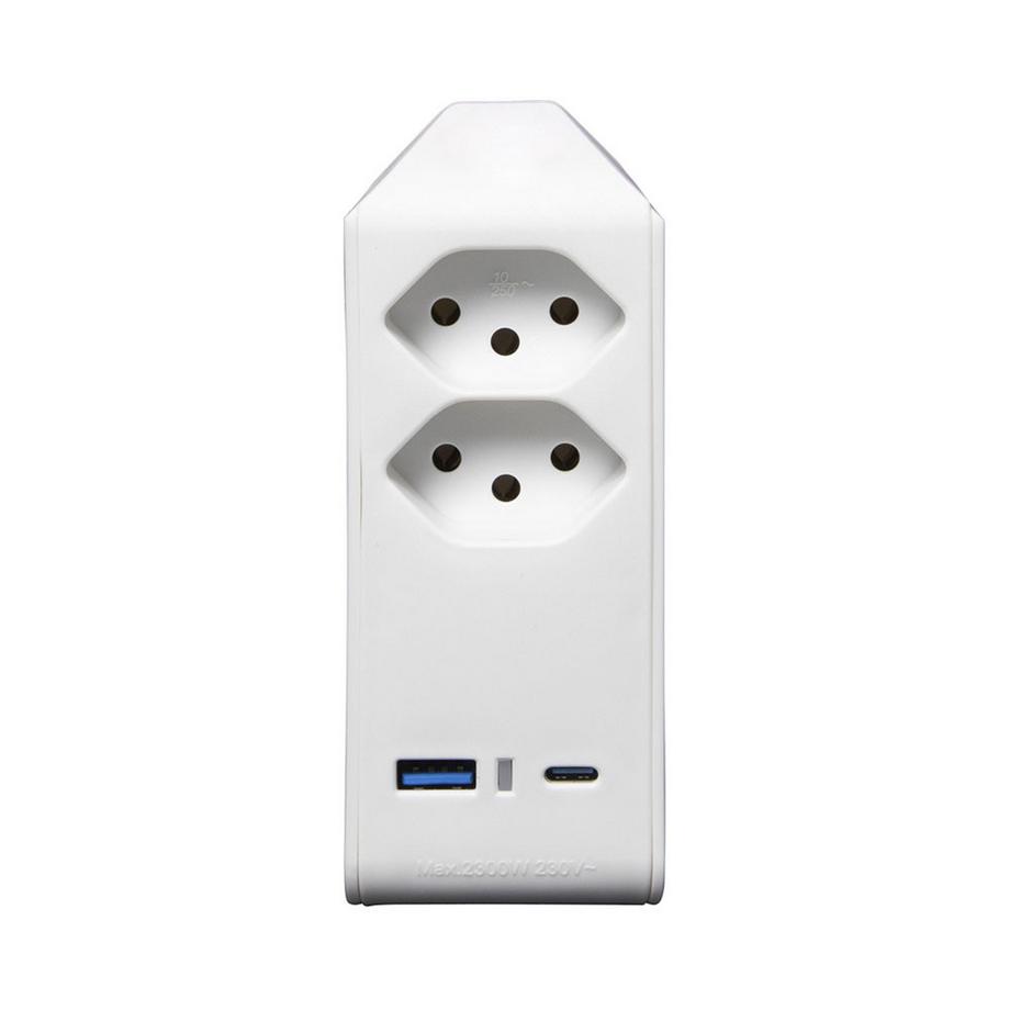 BRENNENSTUHL  Abzweigstecker 2-fach drehbar bis 300° ohne Aufhänger mit USB Typ A und C 