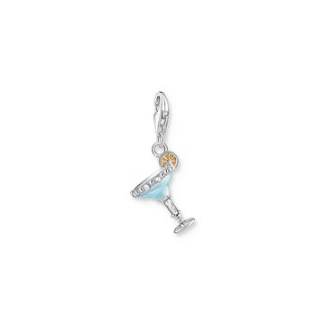 Pendentif Charm Verre Cocktail Bleu