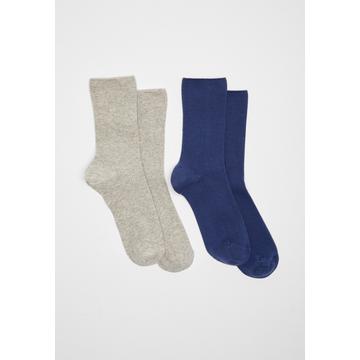 Set aus 2 Paar Rippstrick-Socken, die hauptsächlich aus Bio-Baumwolle bestehen