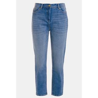 Ulla Popken  Jean Mom taille haute, coupe 5 poches, aspect délavé 