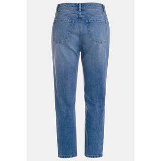 Ulla Popken  Jean Mom taille haute, coupe 5 poches, aspect délavé 