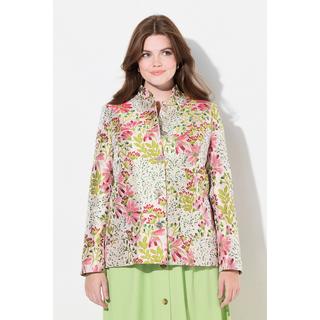 Ulla Popken  Giacca in jacquard con fiori, collo alto e fodera completa 