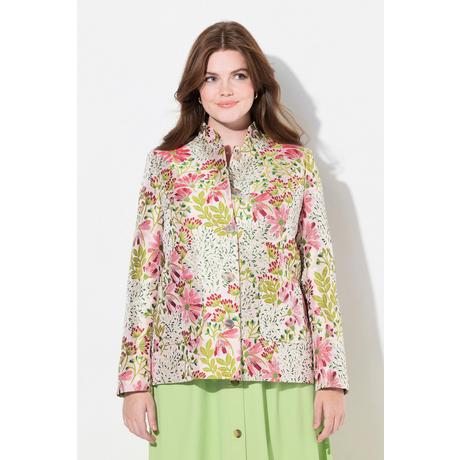 Ulla Popken  Veste en jacquard à fleurs, col montant, doublure intégrale 