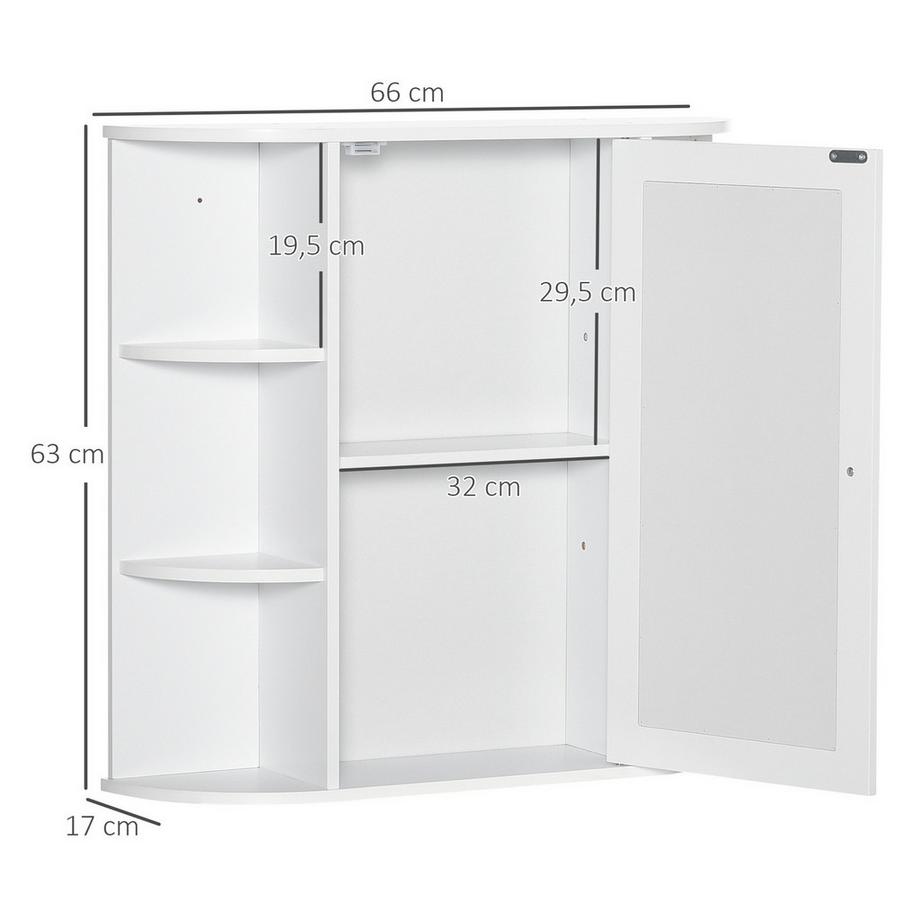 Northio Spiegelschrank Badspiegel Zur Wandmontage, Hängeschrank Mit 8 Fächern, Mehrzweckschrank, Weiß, 66X17X63Cm  