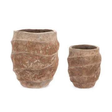 Vaso da fiori in terracotta Teide alto marrone (set di 2)