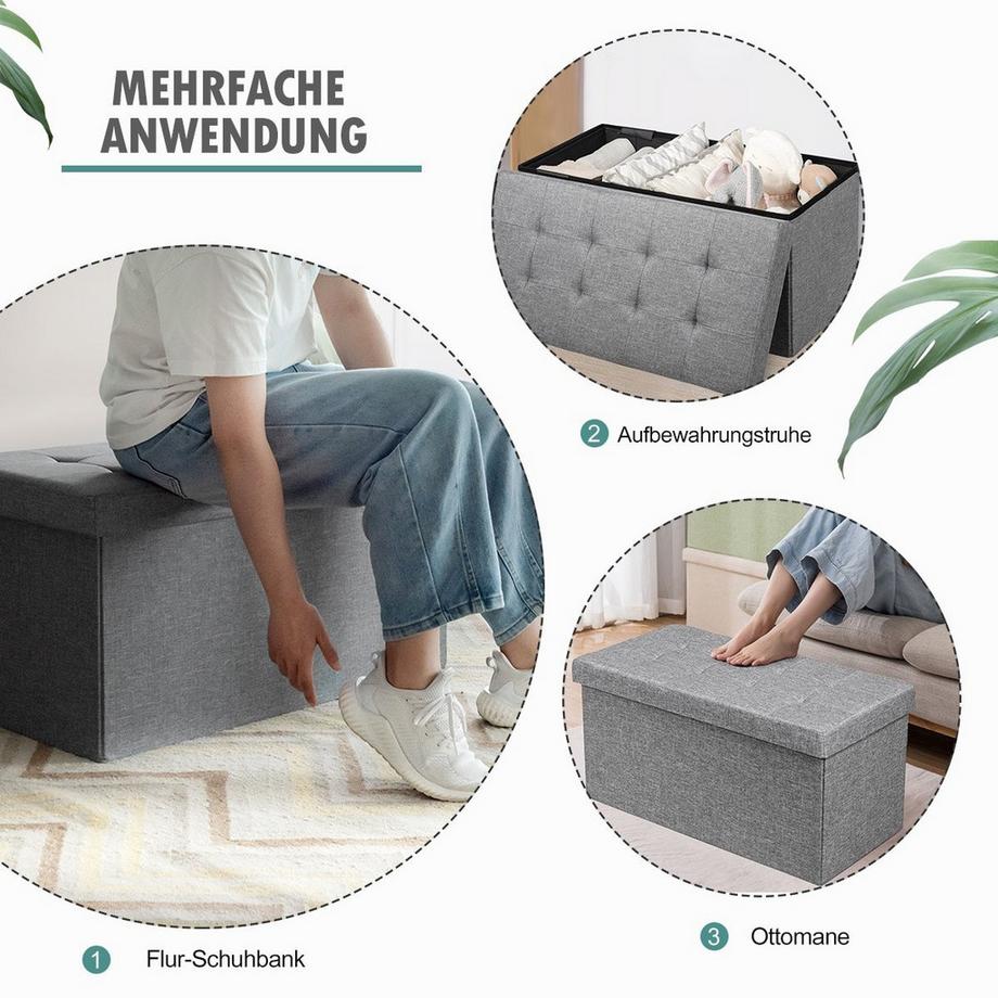 Northix Ottomane mit Stauraum und klappbarem Sitz  