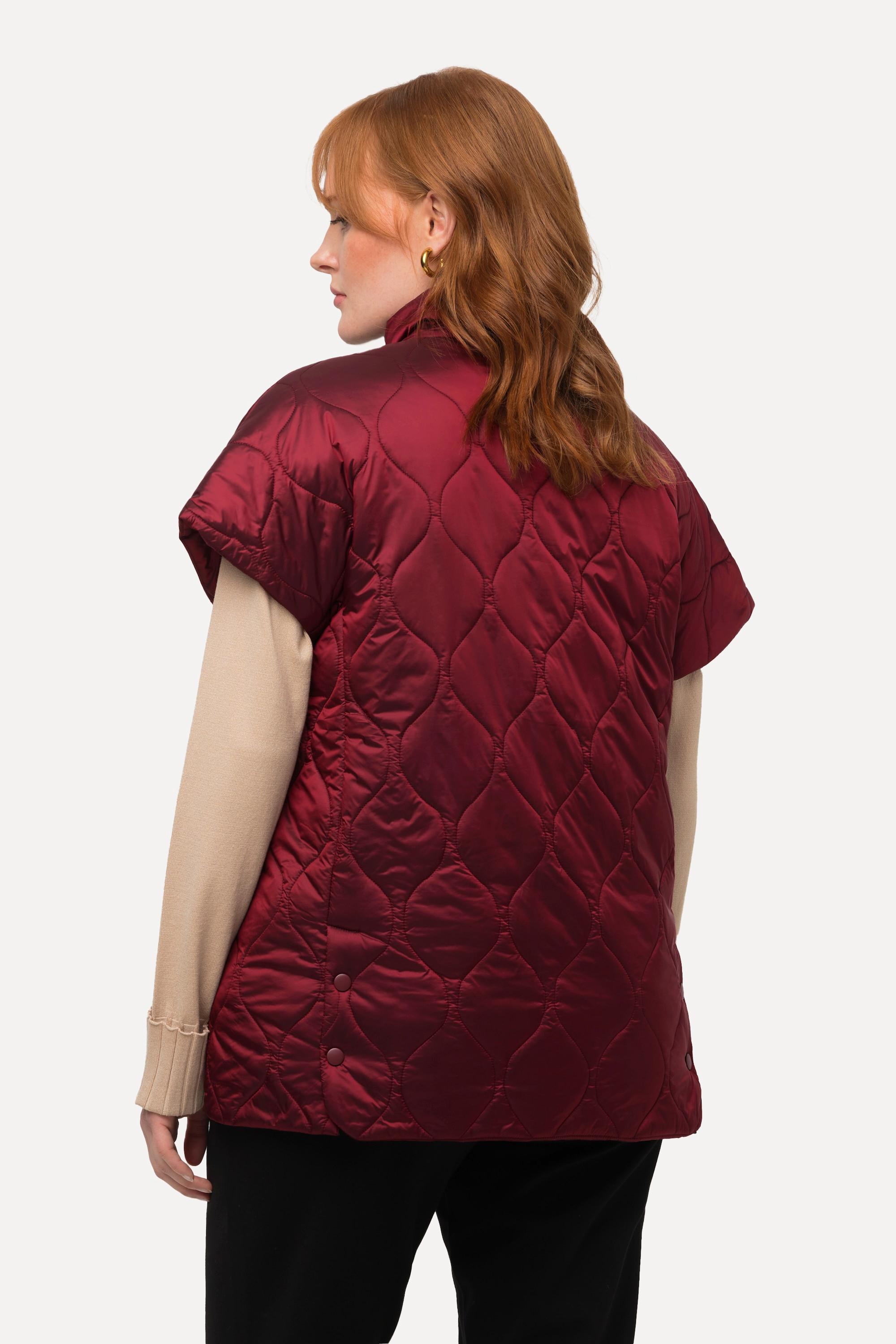 Ulla Popken Two-Tone Steppweste mit Stehkragen  