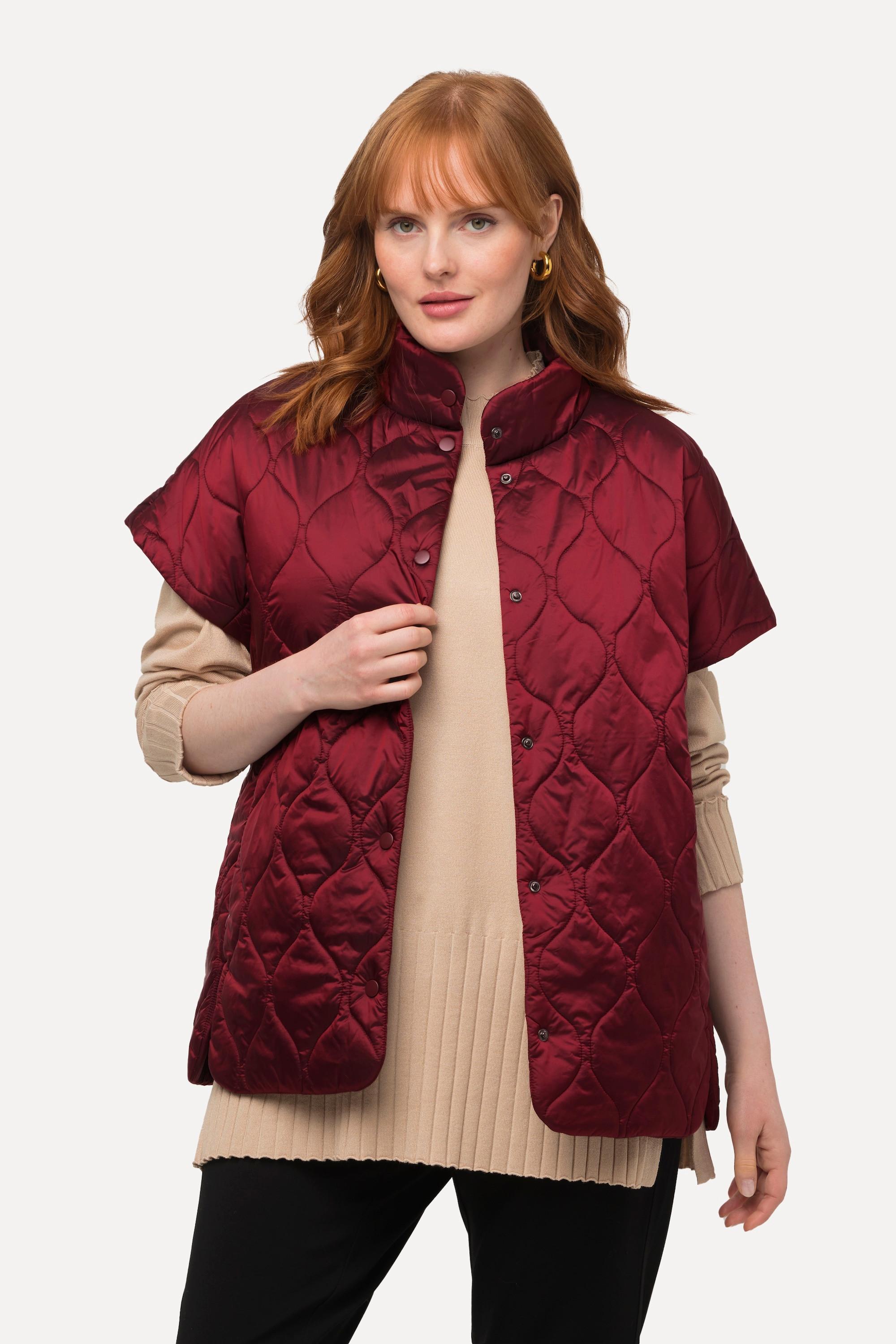 Ulla Popken Two-Tone Steppweste mit Stehkragen  