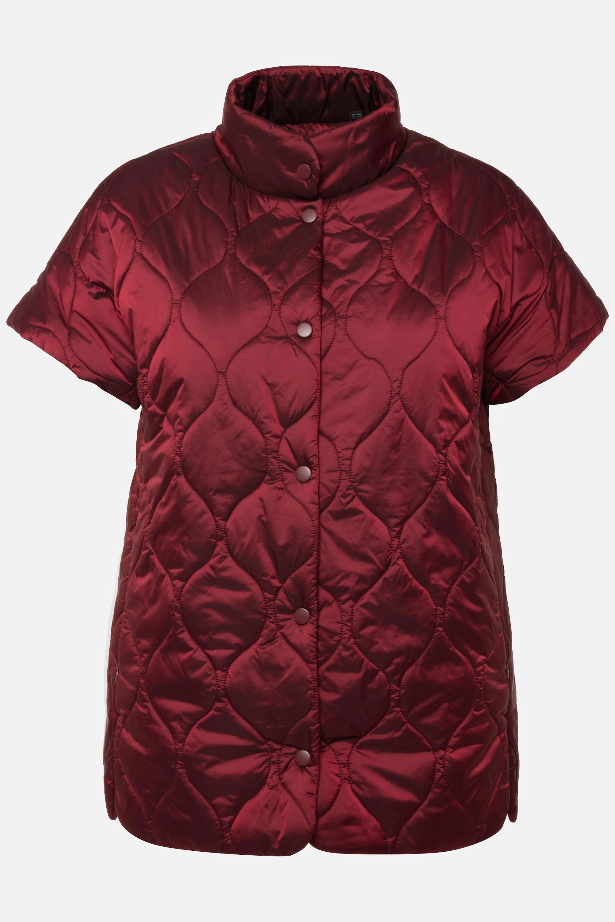 Ulla Popken Two-Tone Steppweste mit Stehkragen  