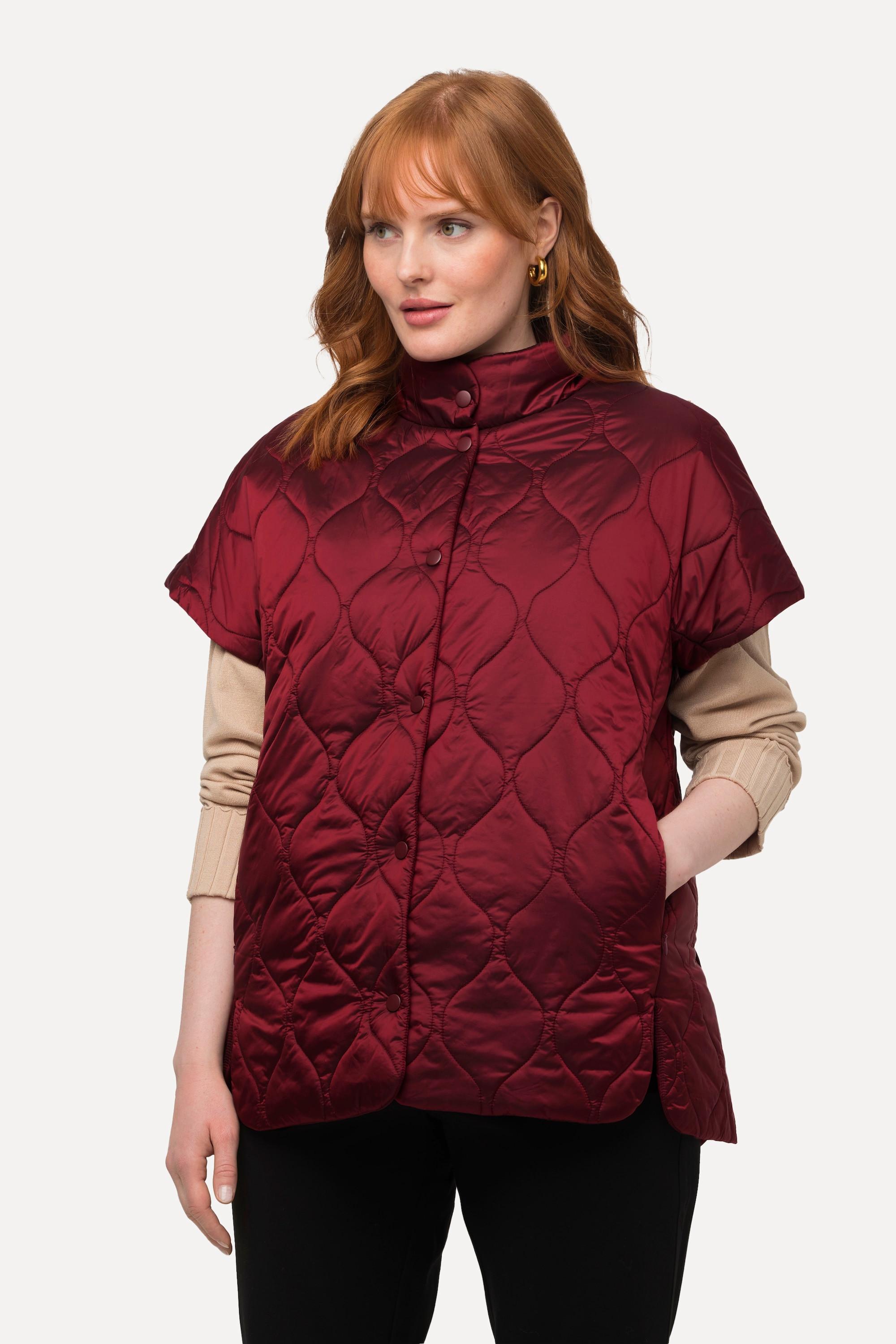 Ulla Popken Two-Tone Steppweste mit Stehkragen  