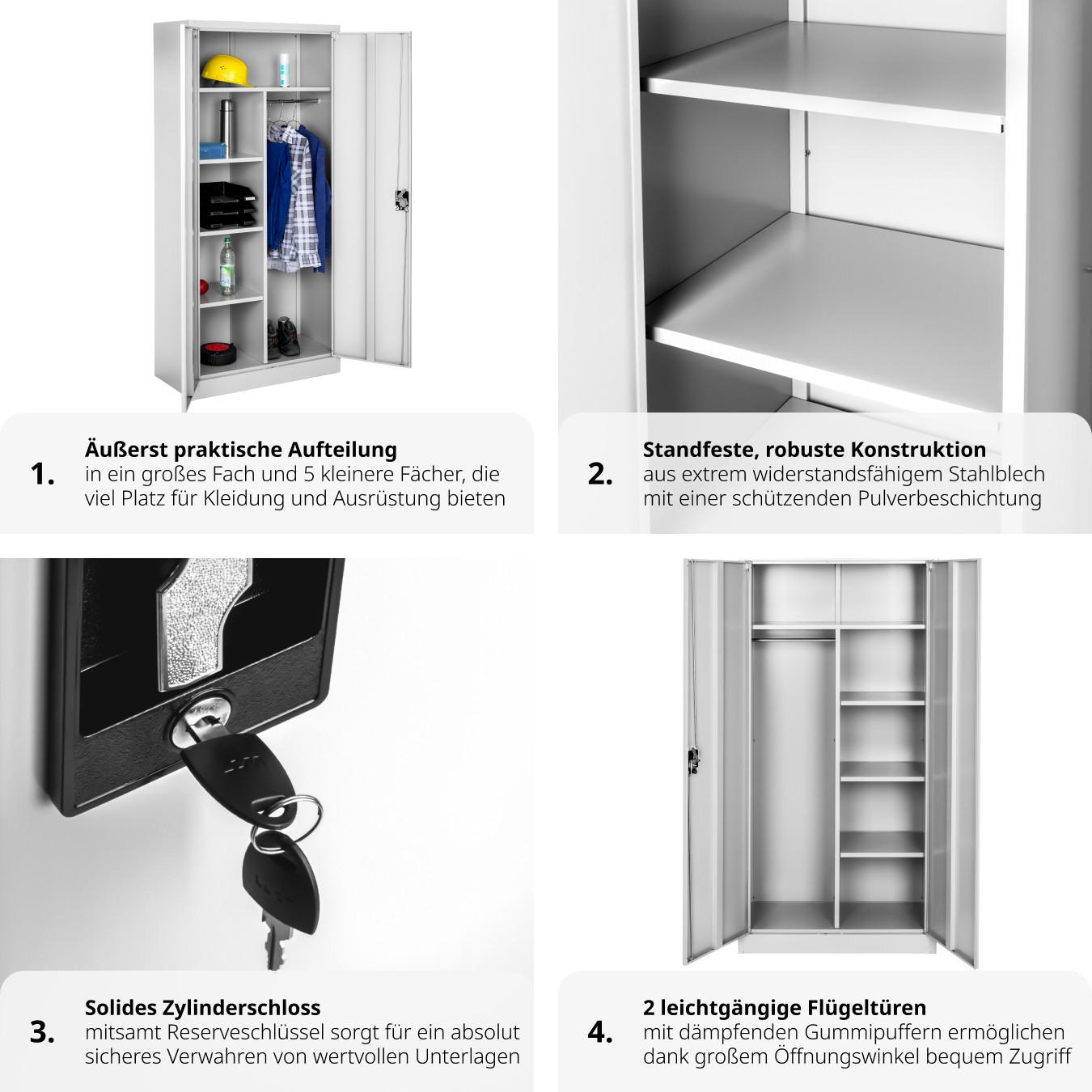 Tectake Spind mit 6 Fächern und Kleiderstange  