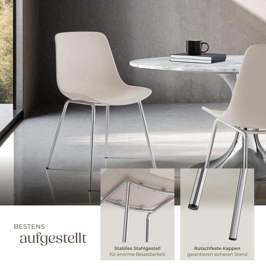 Tectake Kunststoffstuhl Mave  große Kunststoffschale ergonomische Form mit hoher Rückenlehne  