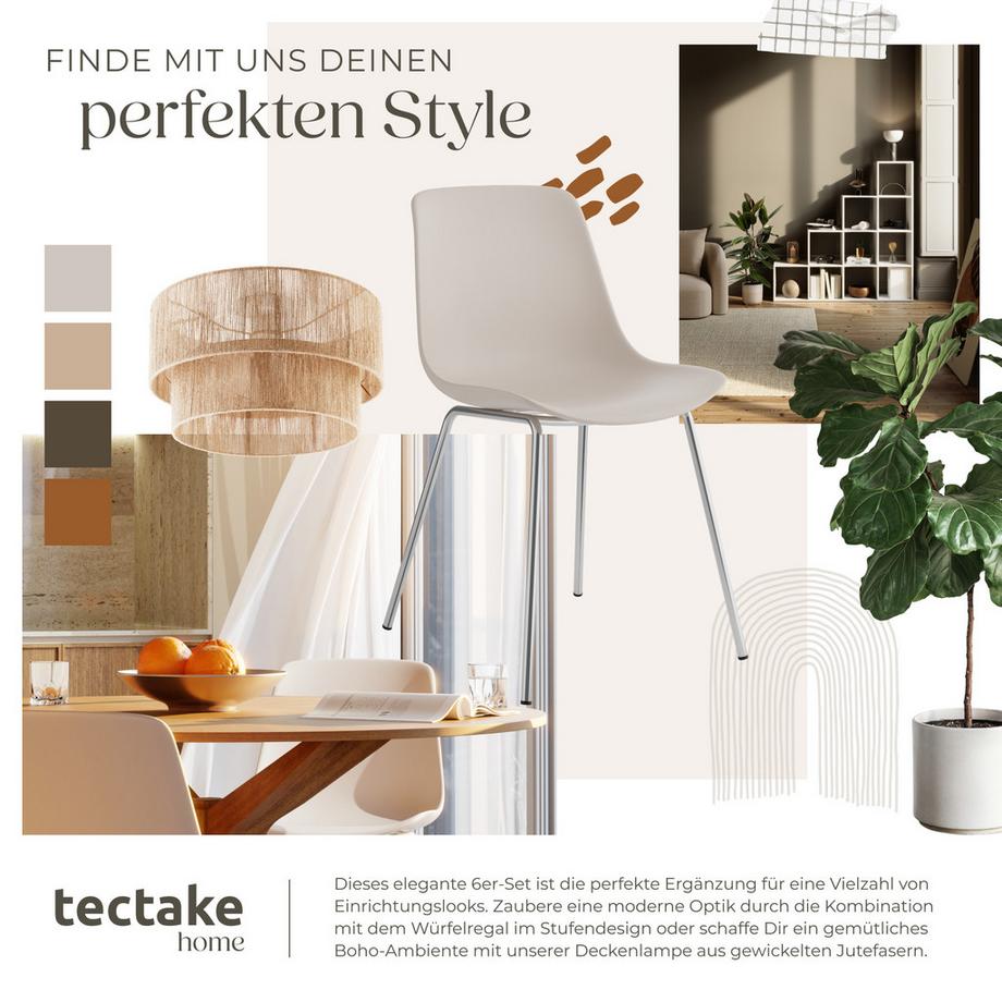 Tectake Kunststoffstuhl Mave  große Kunststoffschale ergonomische Form mit hoher Rückenlehne  