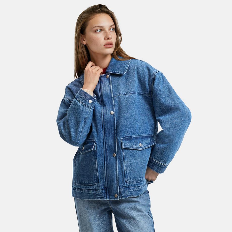 Jeansjacke mit Sherpa-Futter