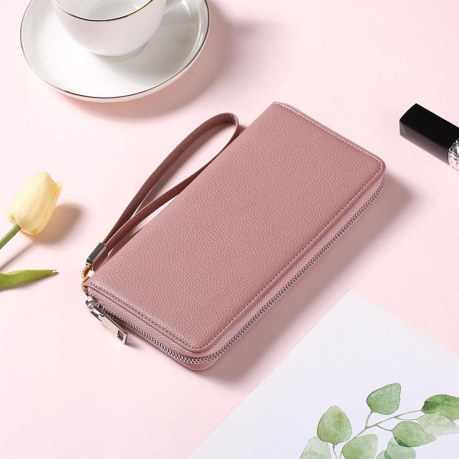 Only-bags.store  Leder-Geldbörsen mit großem Fassungsvermögen und Reißverschluss-Clutch mit RFID-Blockierung 