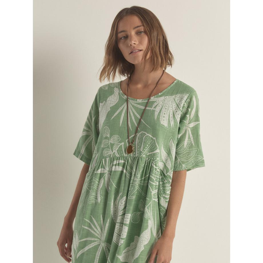 APRICOT Abito a cocoon con stampa di palme  
