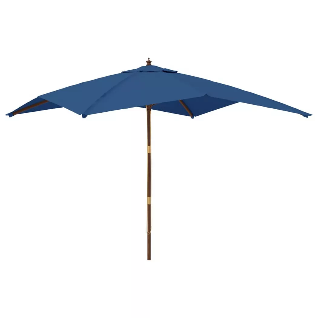 vidaXL Sonnenschirm mit Holzmast Azurblau 300x300x273 cm