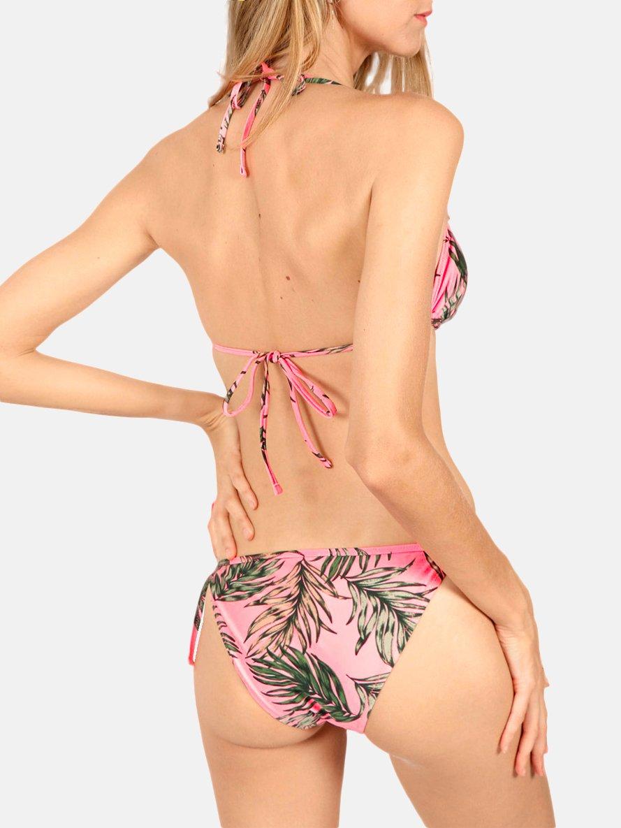 Admas  Bikini a triangolo in 2 pezzi con balze rosa Fluor Leaves 