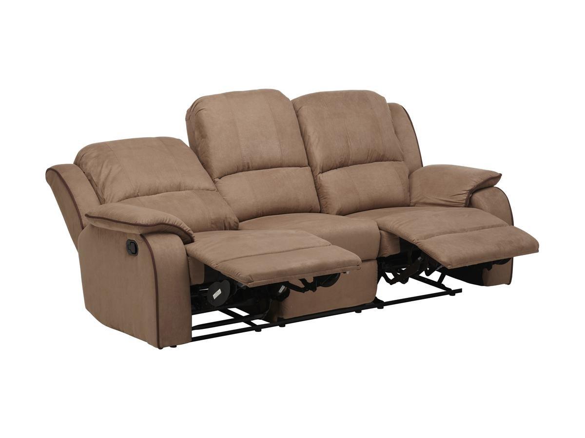 Vente-unique Canapé 3 places et un fauteuil relax en microfibre HERNANI - Taupe  