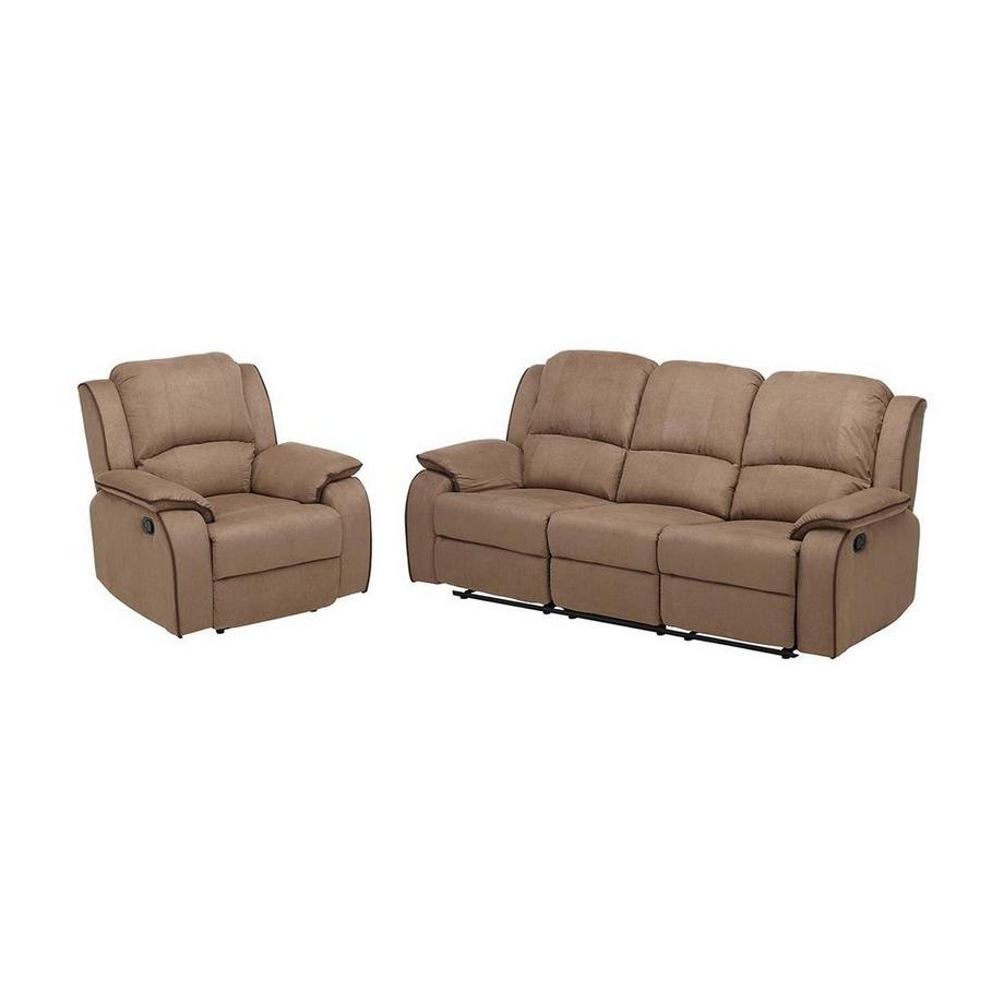 Couchgarnitur Relax 3+1 - Microfaser - Taupe - HERNANI