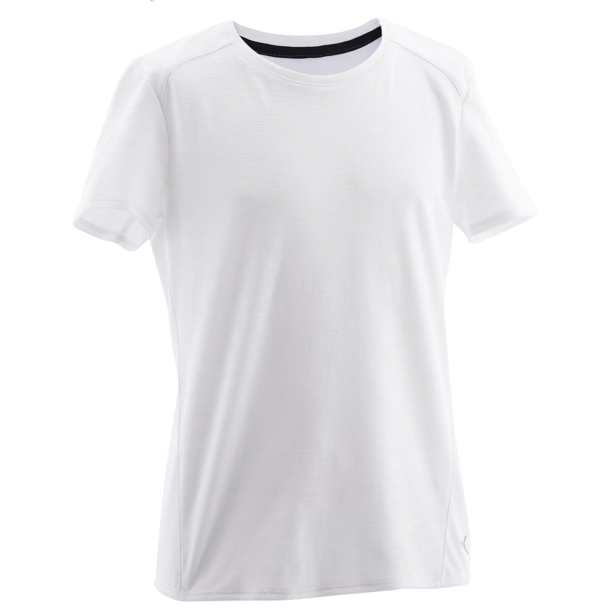 DOMYOS  T-Shirt 500 Gym Baumwolle atmungsaktiv Kinder weiss 