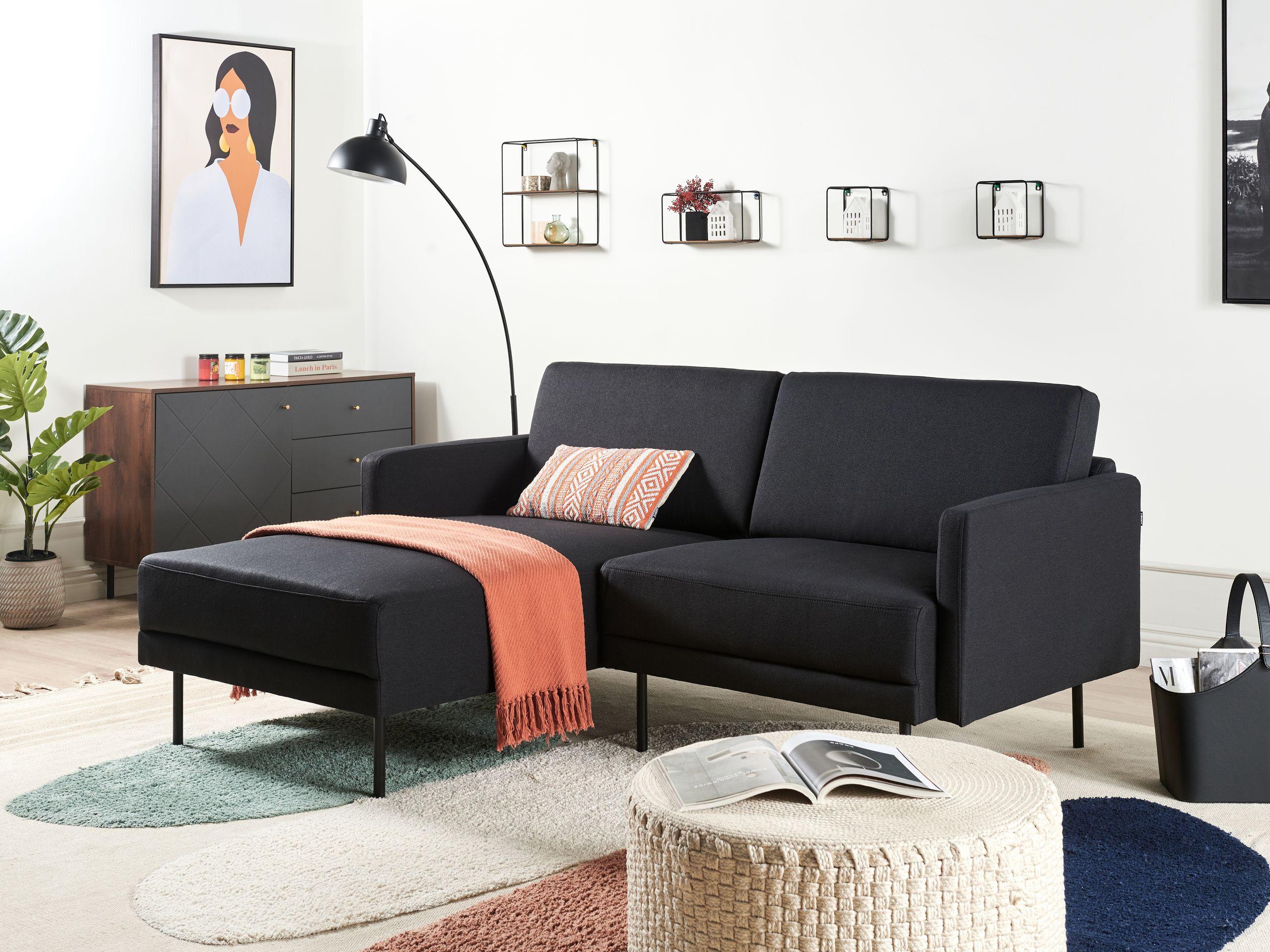 Beliani Rechtsseitiges Ecksofa aus Polyester Minimalistisch BREDA  