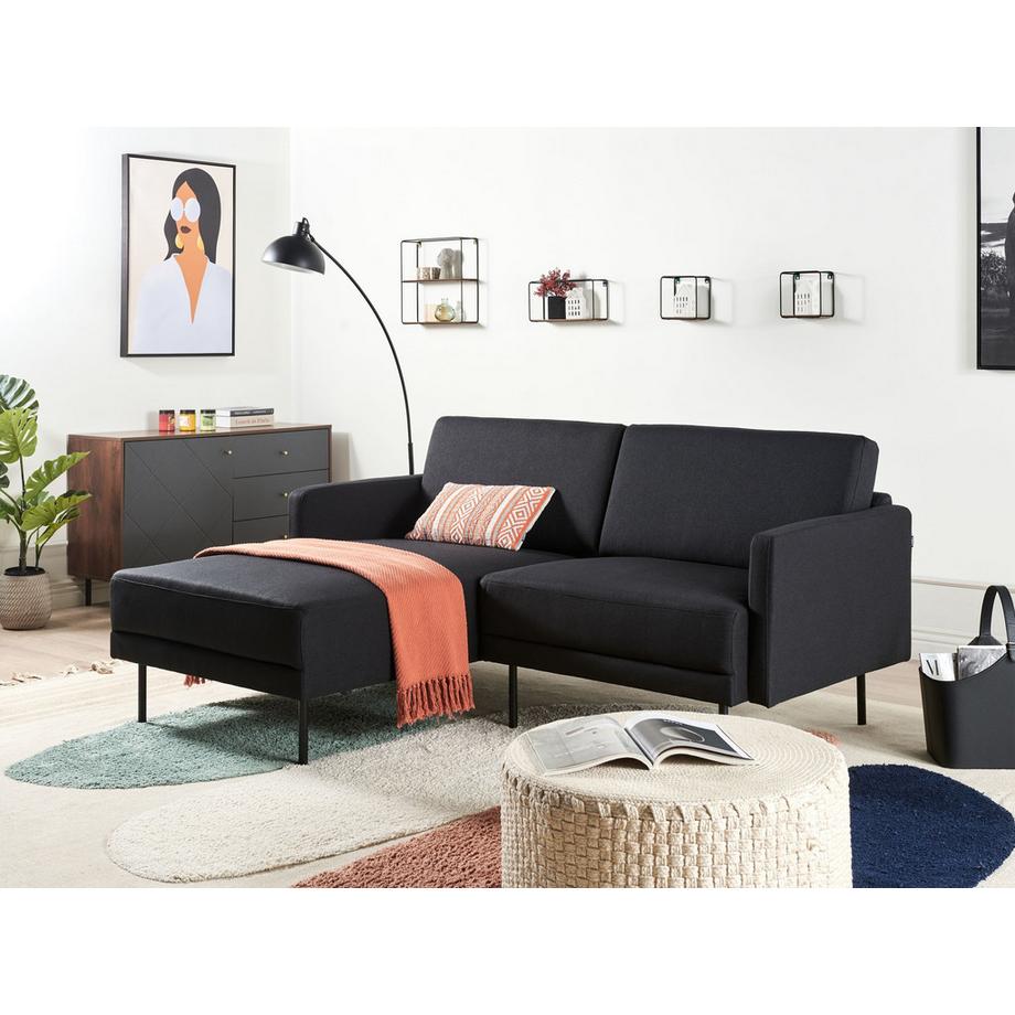 Beliani Rechtsseitiges Ecksofa aus Stoff Minimalistisch BREDA  