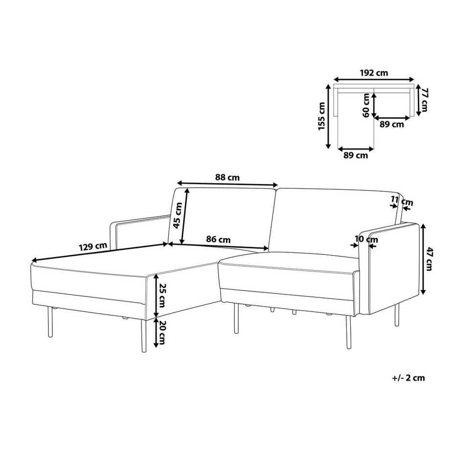 Beliani Rechtsseitiges Ecksofa aus Stoff Minimalistisch BREDA  