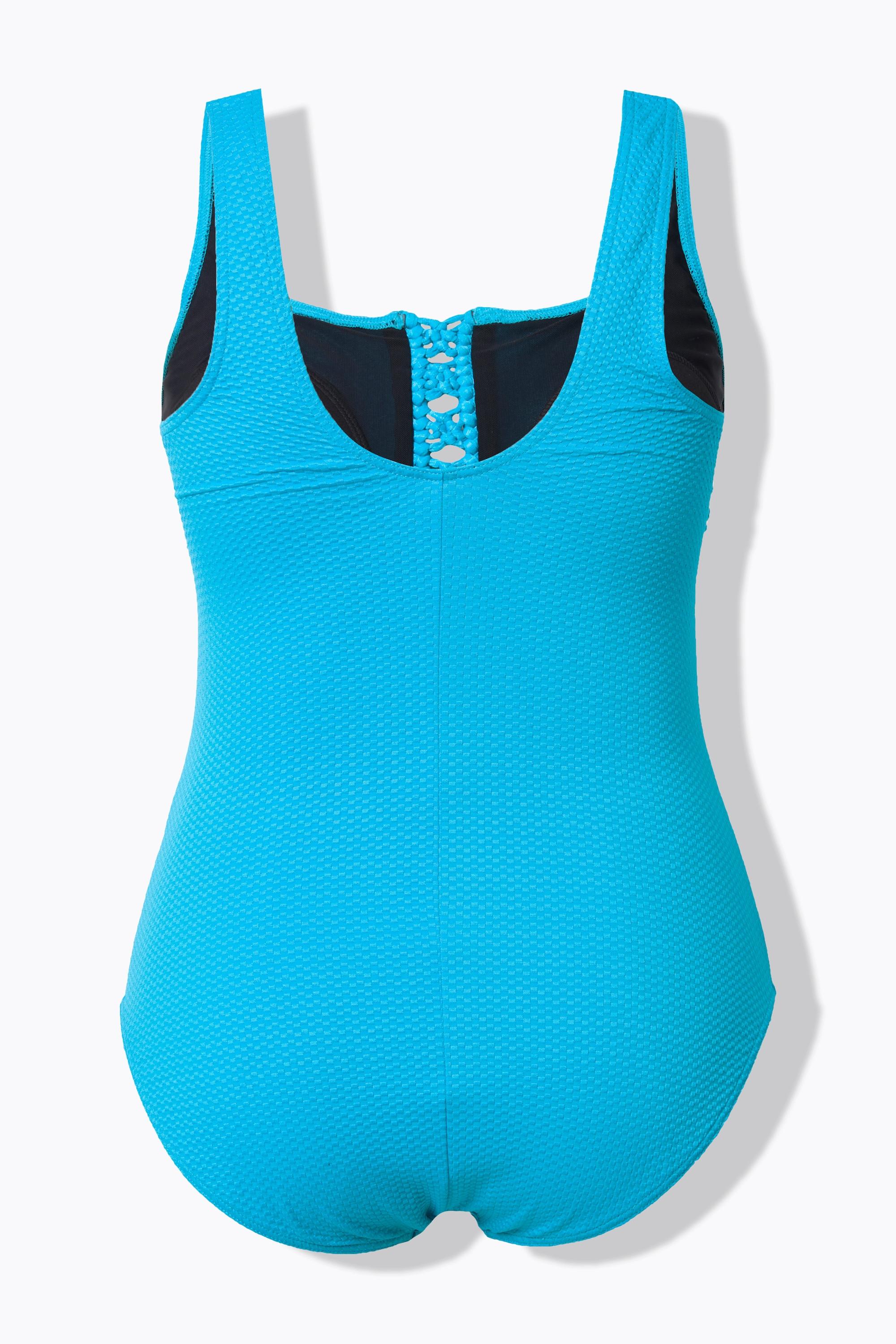 Ulla Popken Maillot de bain Texture gaufrée Bonnets souples Décolleté carré  