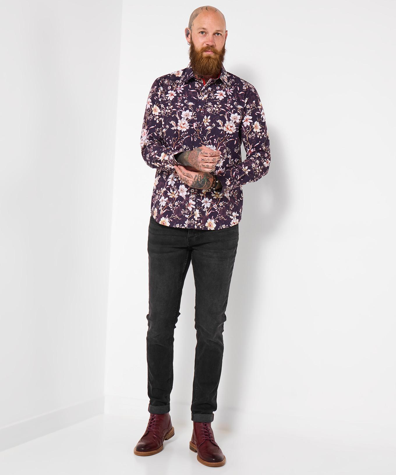 Joe Browns Blumen Langarmhemd mit Kontrastbesatz  