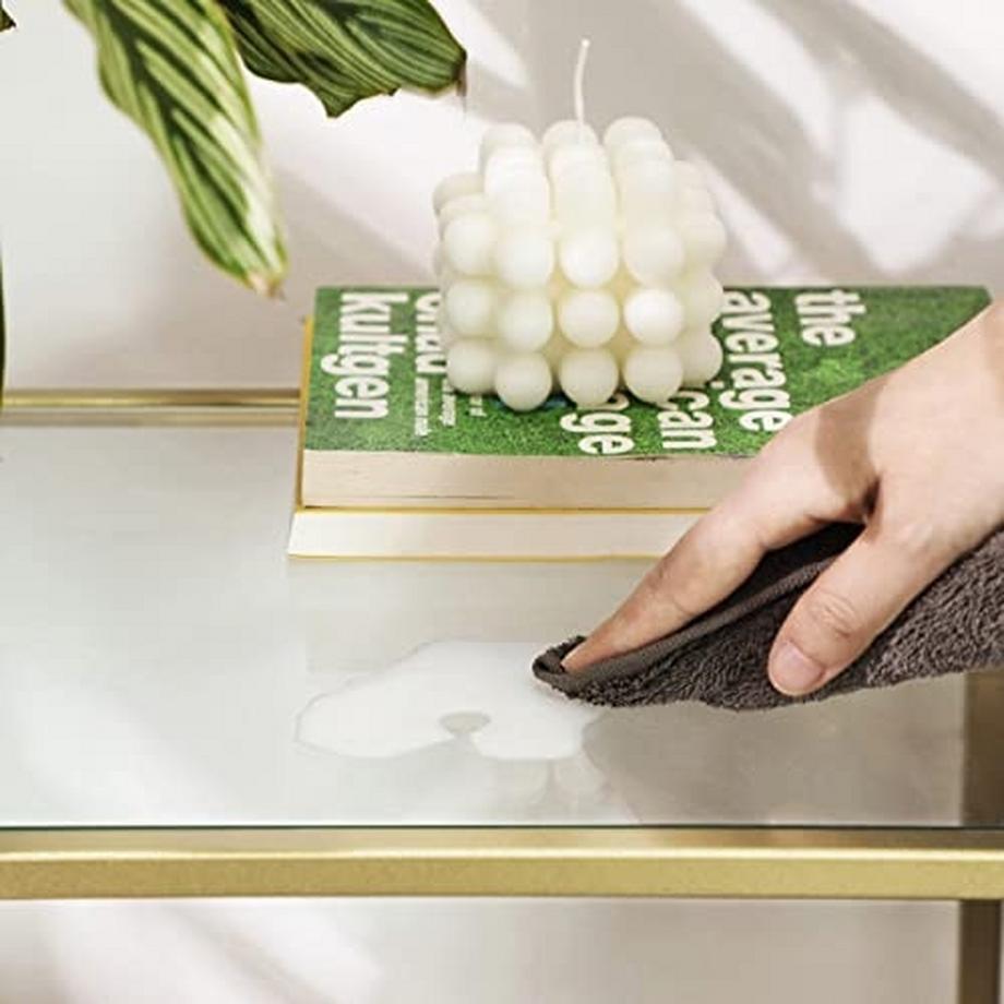 Pricenet Minimalistisches 4-stufiges goldenes Regal mit gehärtetem Glas  