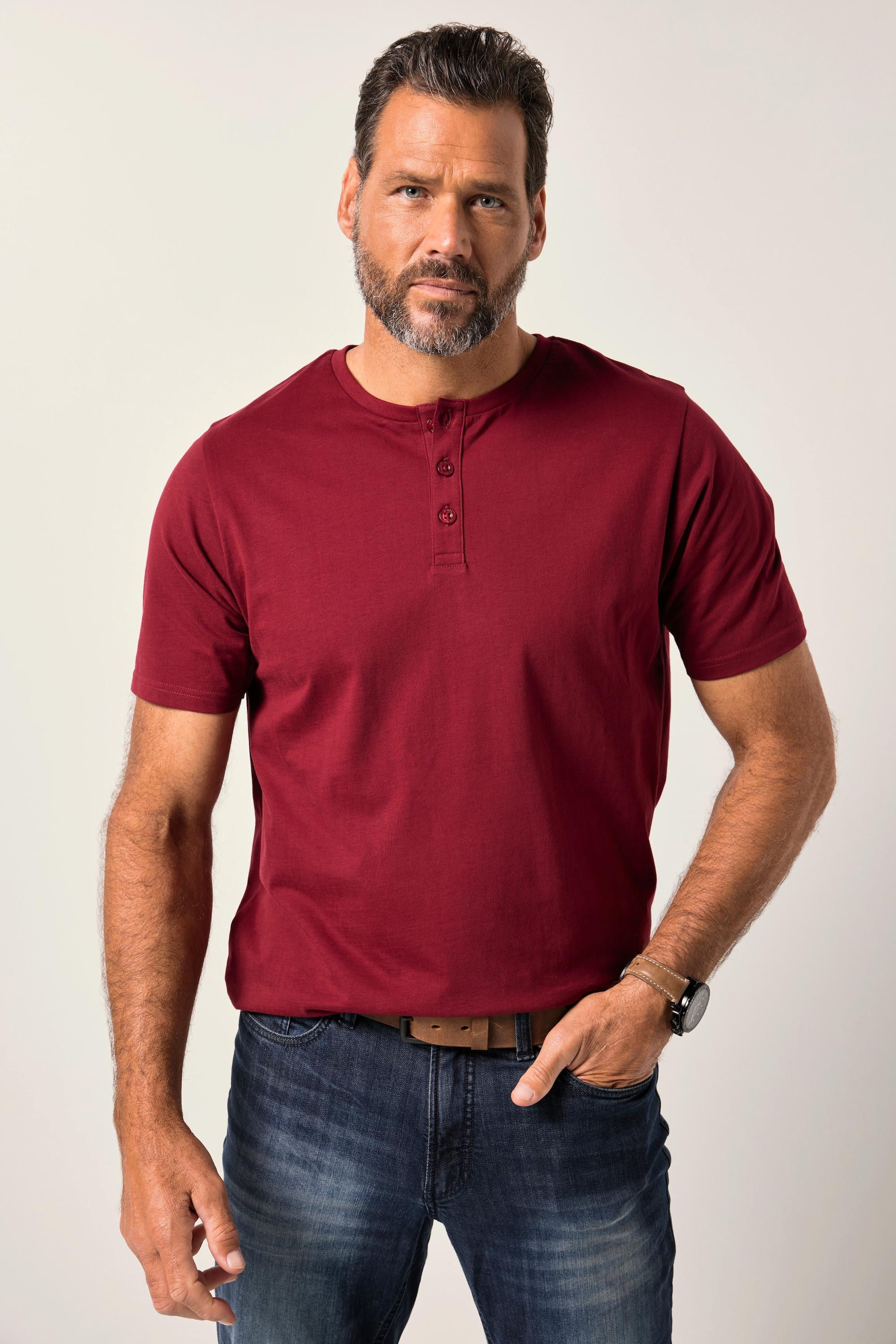 JP1880 Basic Henley Kurzarm Knopfleiste  