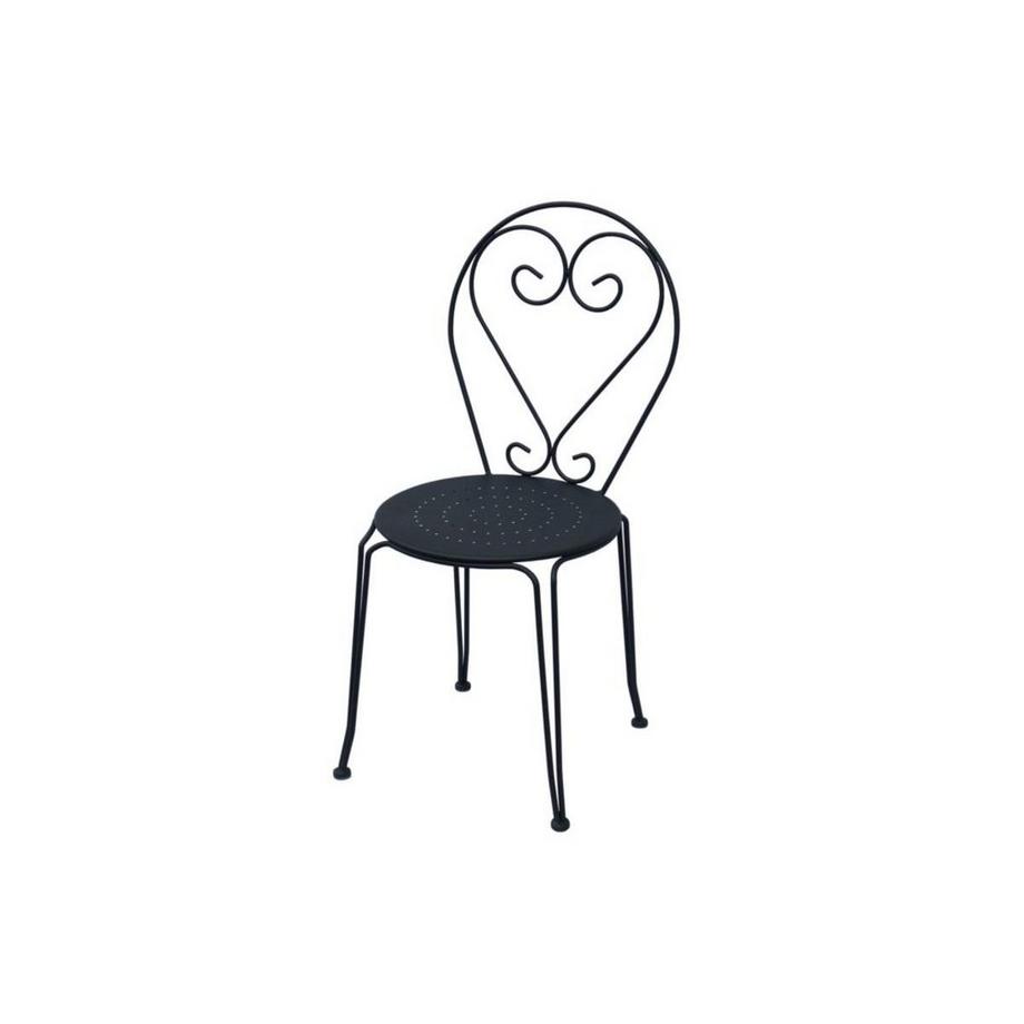 Vente-unique Salle à  manger de jardin en métal façon fer forgé  une table 4 chaises empilables s GUERMANTES  