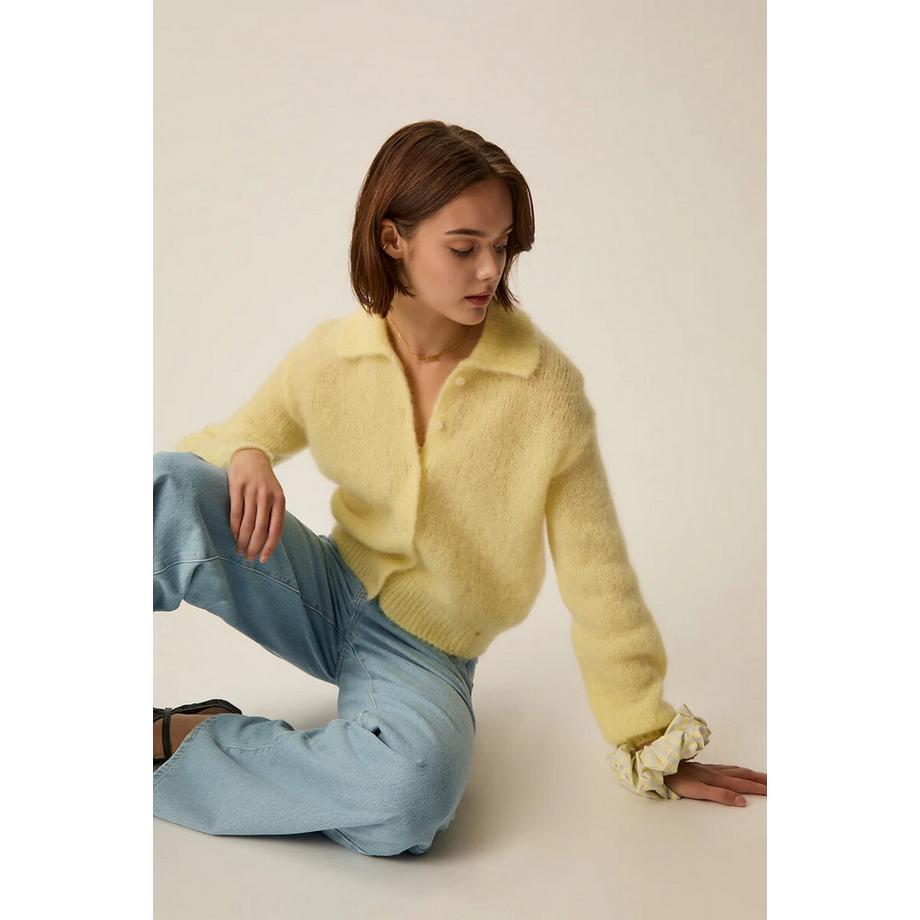 Des Petits Hauts Alpolo Geknöpfter Polokragen Cardigan  