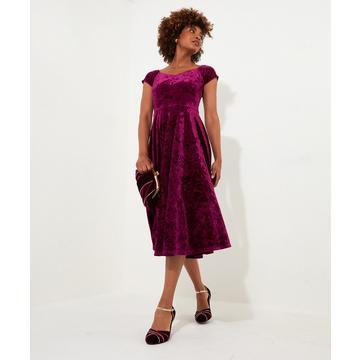 Velours Kleid mit Sweetheart-Ausschnitt