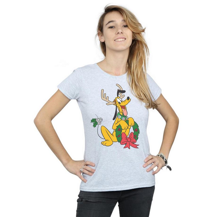 Disney Pluto Weihnachts-Geweih-Kranz T-Shirt  