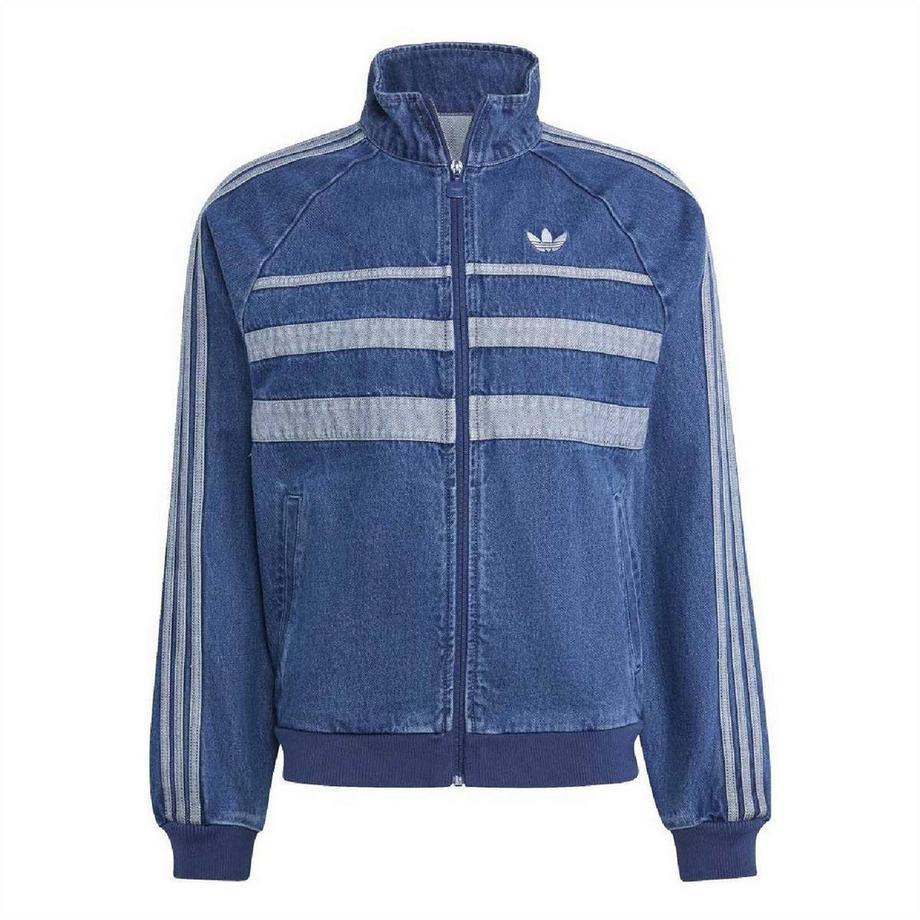 Adicolor Giacca Da Tuta 3 Strisce Cotone Denim Collo Alto Raglan