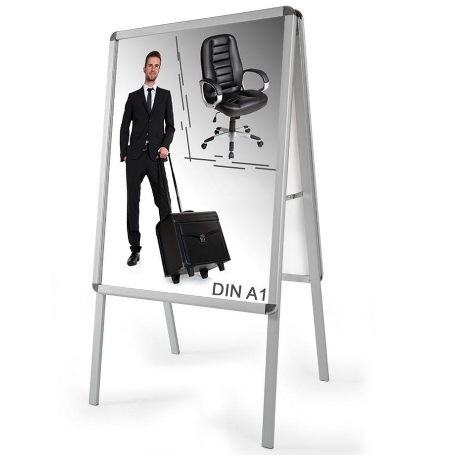 Tectake  Plakatständer  DIN A1, doppelseitig, klappbar wetterfest, mit Aluminiumrahmen 